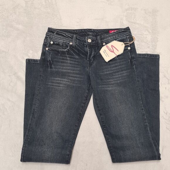 Seven7 Jeans Black Straight Leg Women's SZ 27 Low Rise - Picture 2 of 11